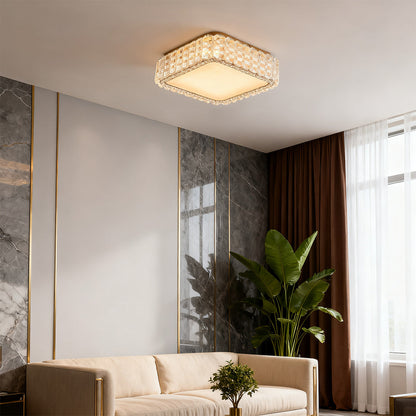 Low Profile Crystal Flush Mount Round Square Rectangle Chrome
