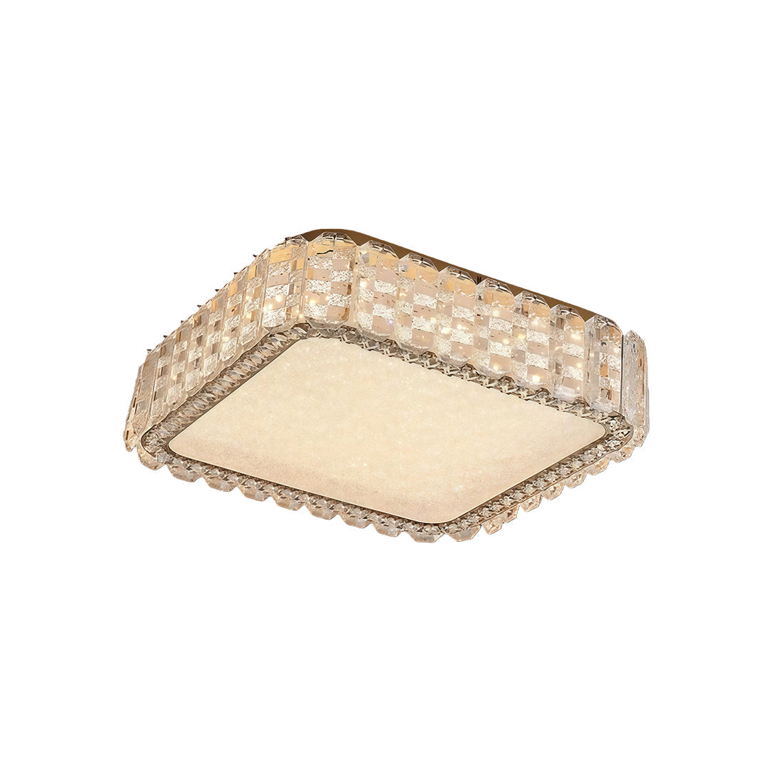 Low Profile Crystal Flush Mount Round Square Rectangle Chrome