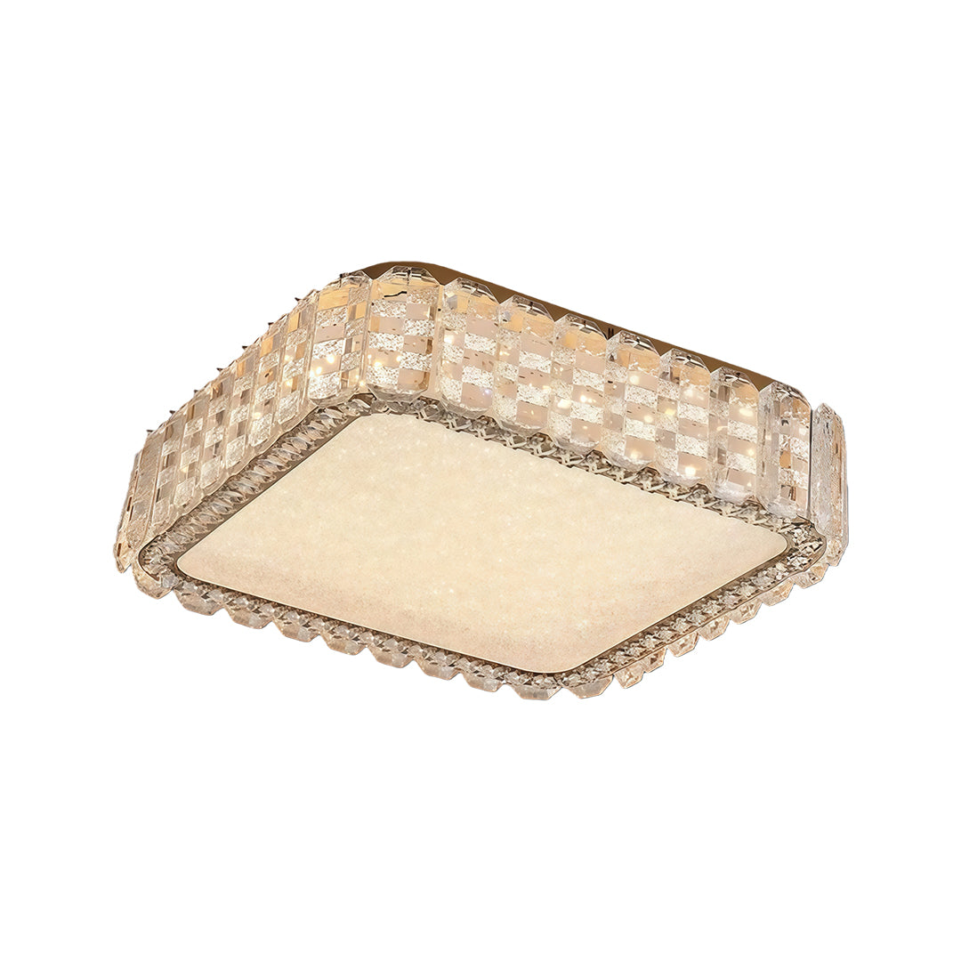 Low Profile Crystal Flush Mount Round Square Rectangle Chrome