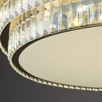 Round and Rectangle Crystal Border Flush Mount in Chrome Stainless Steel with 3-Step Colour Temperature in Five Sizes