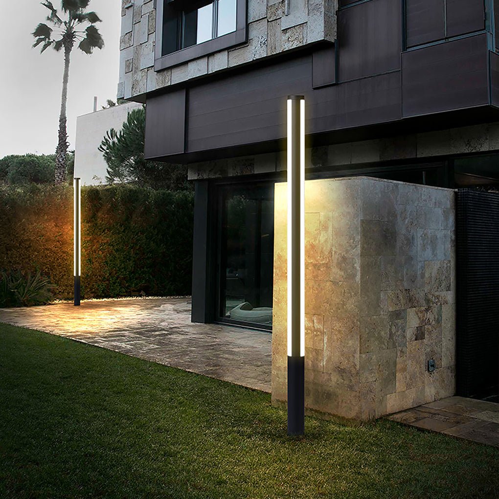 Modern Decorative LED Bollard Light Waterproof Outdoor Courtyard Pathway Lighting Black Aluminum Landscape Light IP54