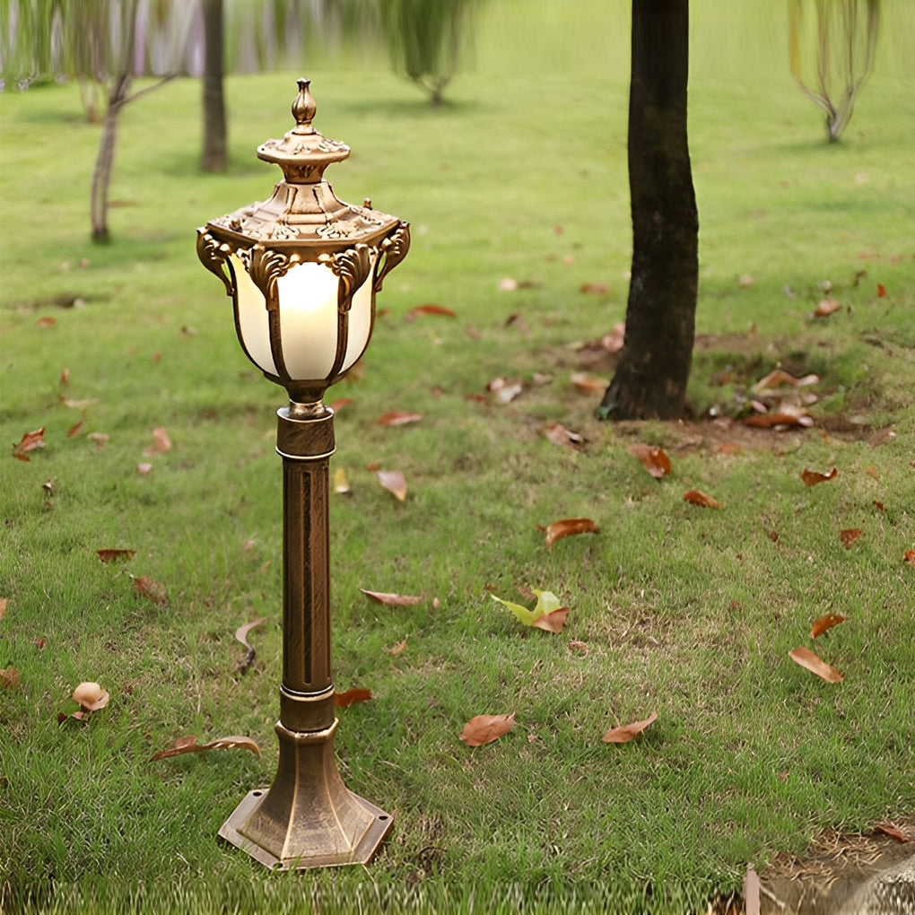 European Style Retro Outdoor Pathway Lamp Bronze or Black Die-Cast Aluminum IP65 Glass E27 31 Inch