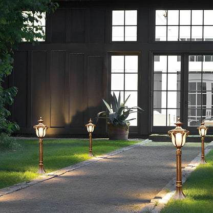 European Style Retro Outdoor Pathway Lamp Bronze or Black Die-Cast Aluminum IP65 Glass E27 31 Inch