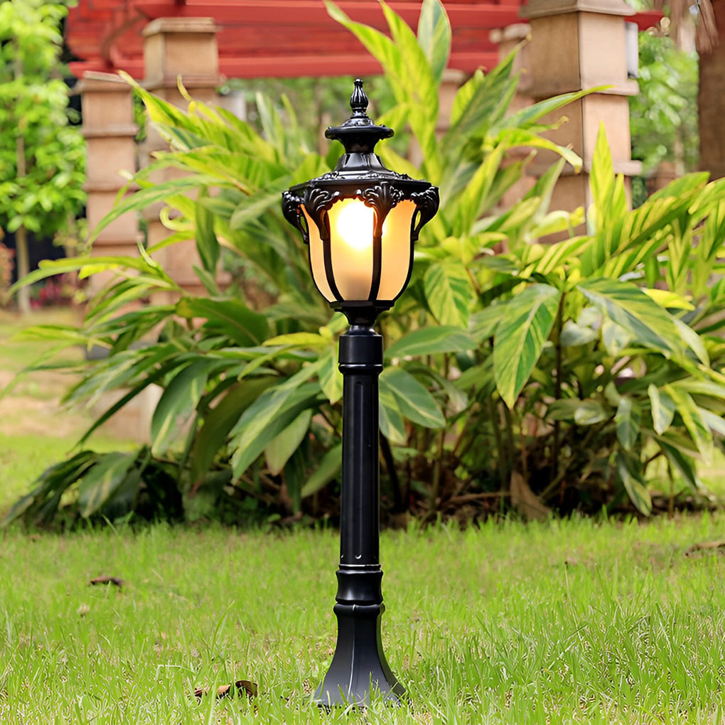 European Style Retro Outdoor Pathway Lamp Bronze or Black Die-Cast Aluminum IP65 Glass E27 31 Inch