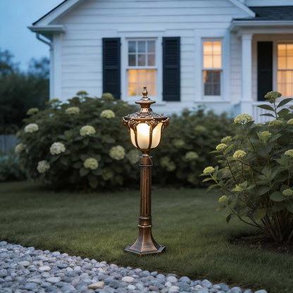 European Style Retro Outdoor Pathway Lamp Bronze or Black Die-Cast Aluminum IP65 Glass E27 31 Inch