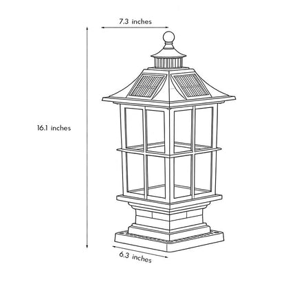 Black Die-Cast Aluminum Glass Solar Outdoor Pillar Light Motion Sensor IP65 8 Hour Lantern Gate Garden Yard