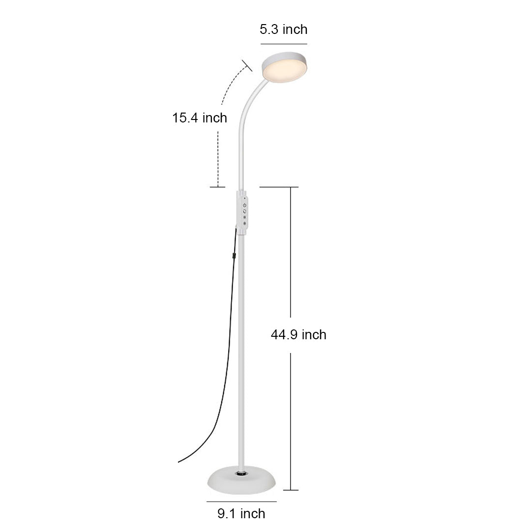 Floor Reading Lamp LED Touch Control 3 Color Temperature Eye Care Gooseneck PC Shade Piano Task Black White 65 Inch
