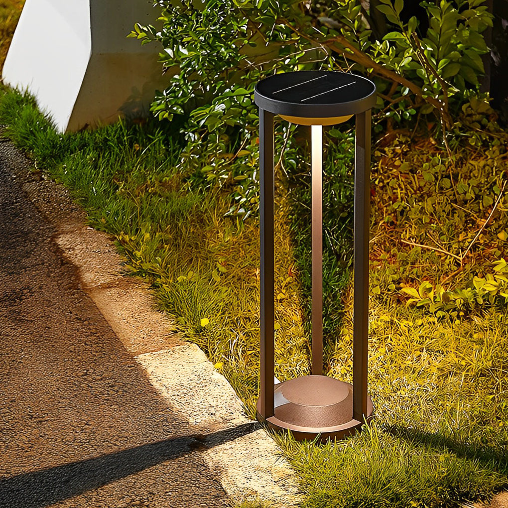 Adjustable Brightness Solar LED Bollard Light Modern Outdoor Pathway Lawn Lighting Waterproof Aluminum PC IP55