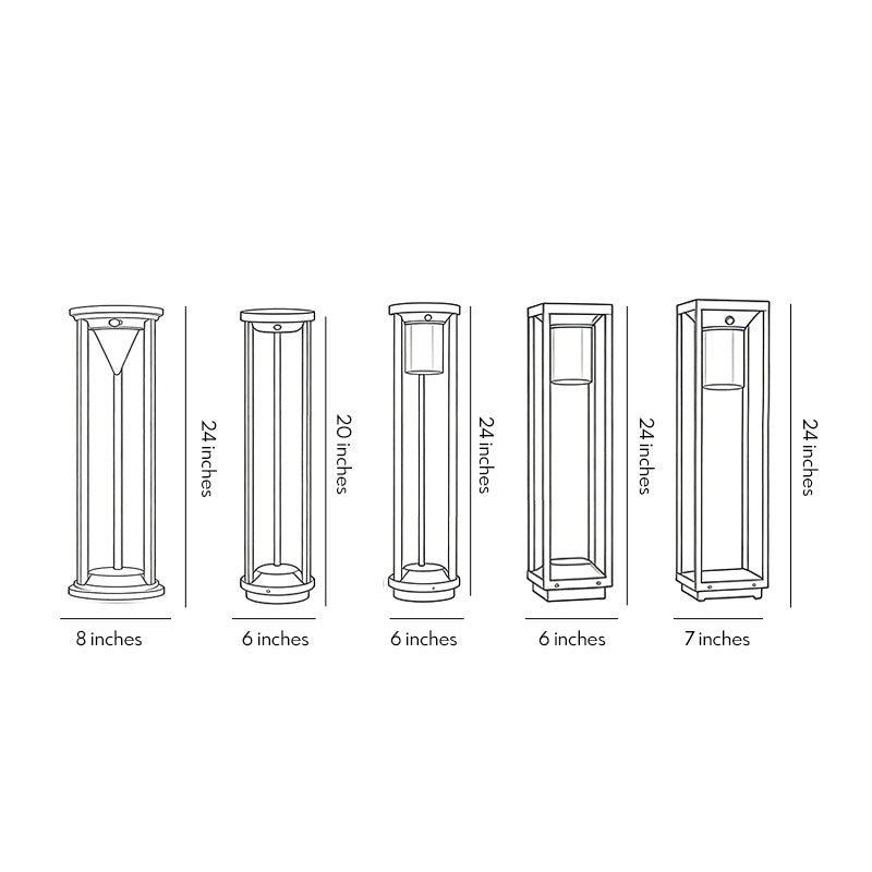 Adjustable Brightness Solar LED Bollard Light Modern Outdoor Pathway Lawn Lighting Waterproof Aluminum PC IP55