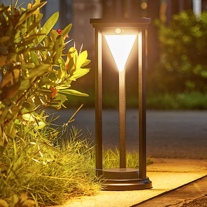 Adjustable Brightness Solar LED Bollard Light Modern Outdoor Pathway Lawn Lighting Waterproof Aluminum PC IP55