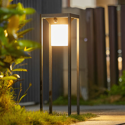 Adjustable Brightness Solar LED Bollard Light Modern Outdoor Pathway Lawn Lighting Waterproof Aluminum PC IP55