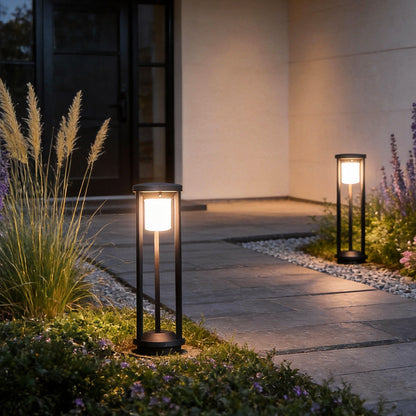 Adjustable Brightness Solar LED Bollard Light Modern Outdoor Pathway Lawn Lighting Waterproof Aluminum PC IP55