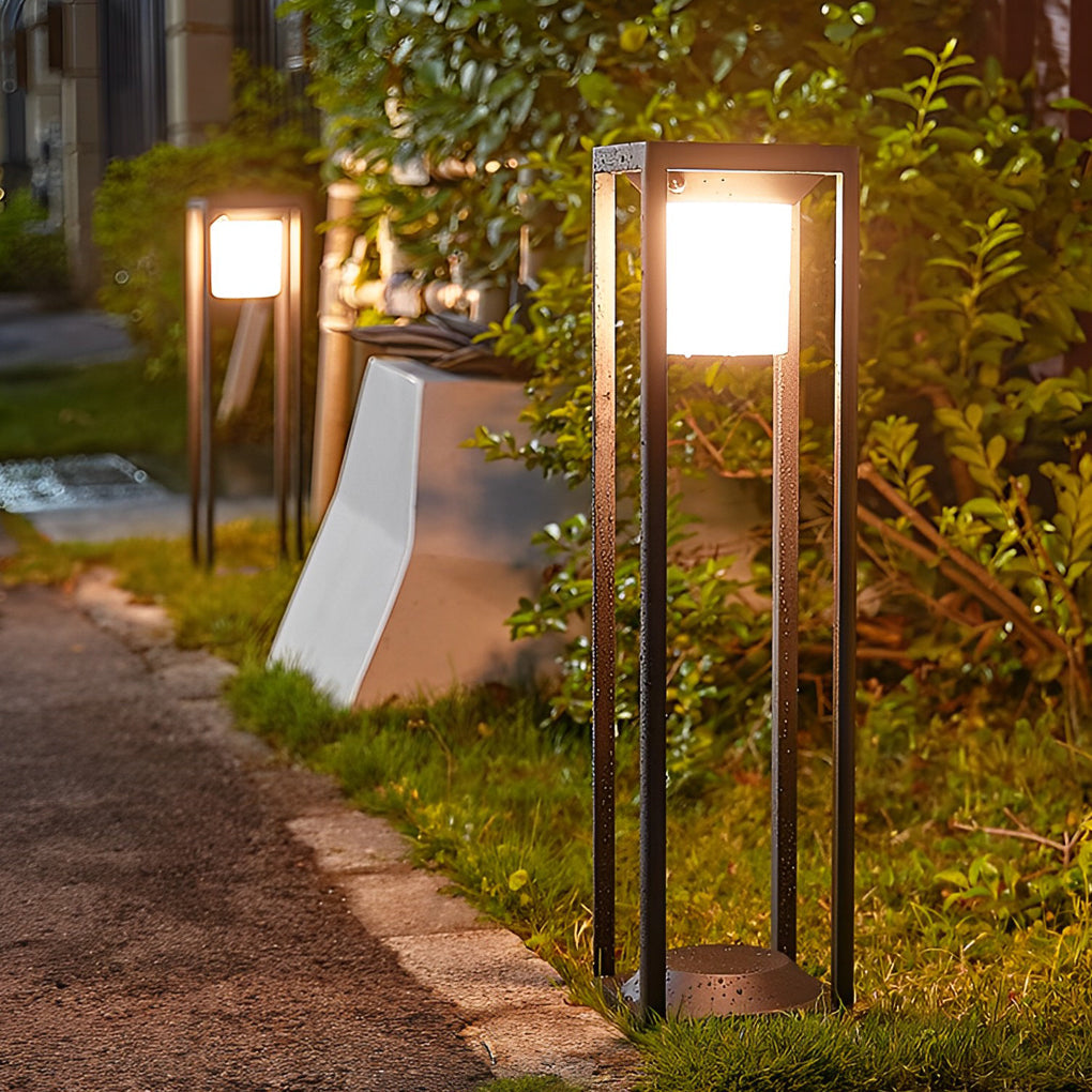 Adjustable Brightness Solar LED Bollard Light Modern Outdoor Pathway Lawn Lighting Waterproof Aluminum PC IP55
