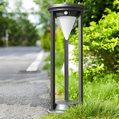 Adjustable Brightness Solar LED Bollard Light Modern Outdoor Pathway Lawn Lighting Waterproof Aluminum PC IP55