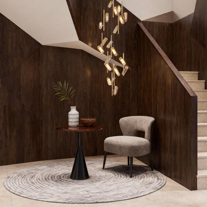 Staircase Chandelier Aluminium Acrylic 20-Head Linear Gradient Integrated LED Terracotta Gold Modern 3-Step Colour Temperature