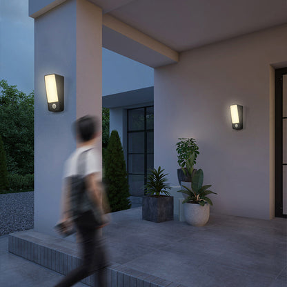 Modern LED Outdoor Wall Sconce IP65 Motion Sensing Die-Cast Aluminum Black White 12W 3000K