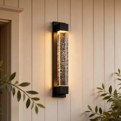 Tall Linear Bubble Acrylic LED Outdoor Wall Sconce IP54 Stainless Steel 3000K