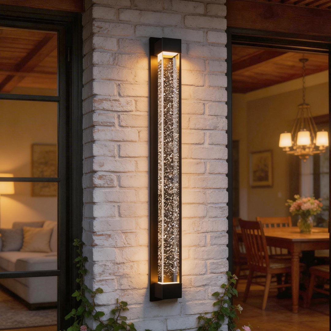 Tall Linear Bubble Acrylic LED Outdoor Wall Sconce IP54 Stainless Steel 3000K