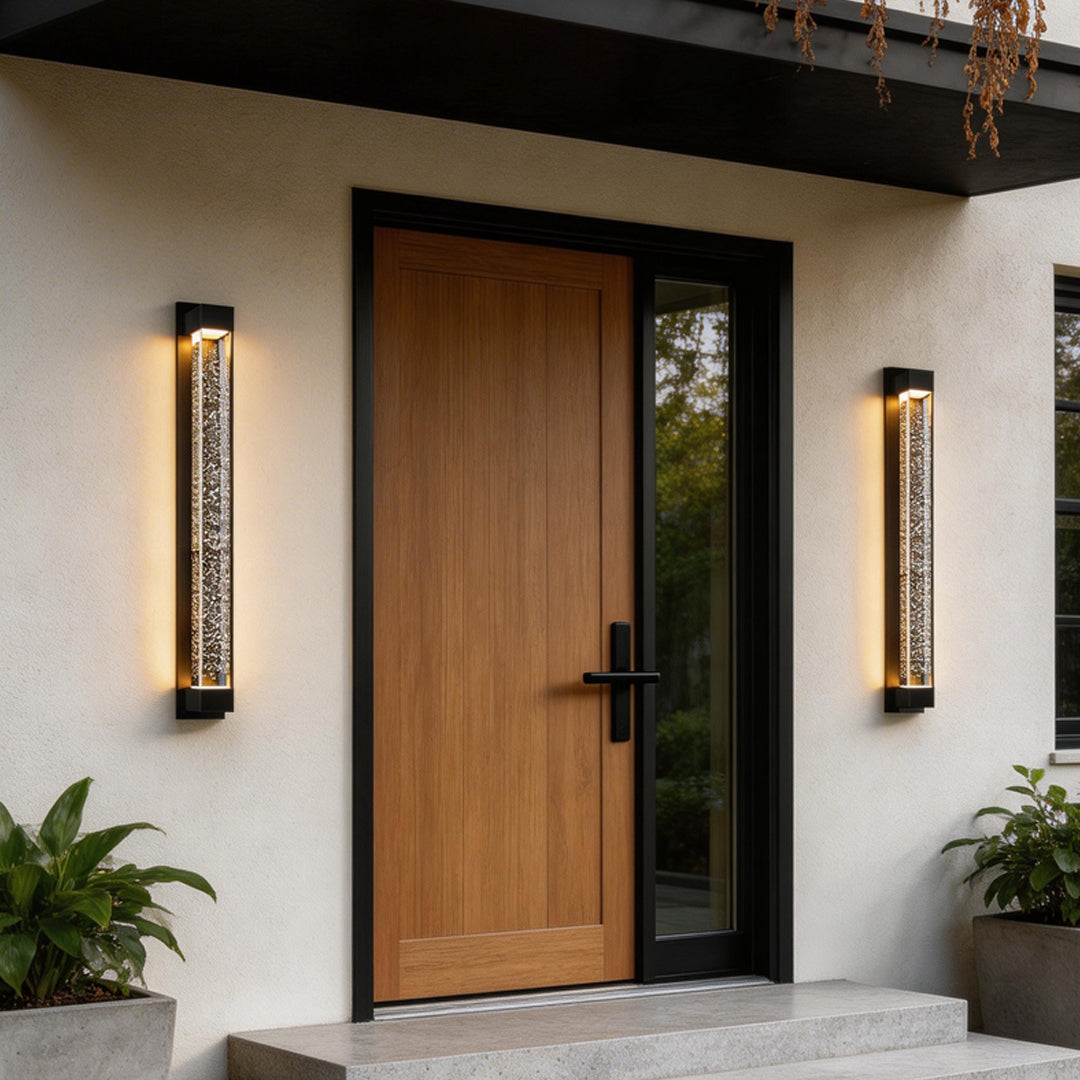 Tall Linear Bubble Acrylic LED Outdoor Wall Sconce IP54 Stainless Steel 3000K