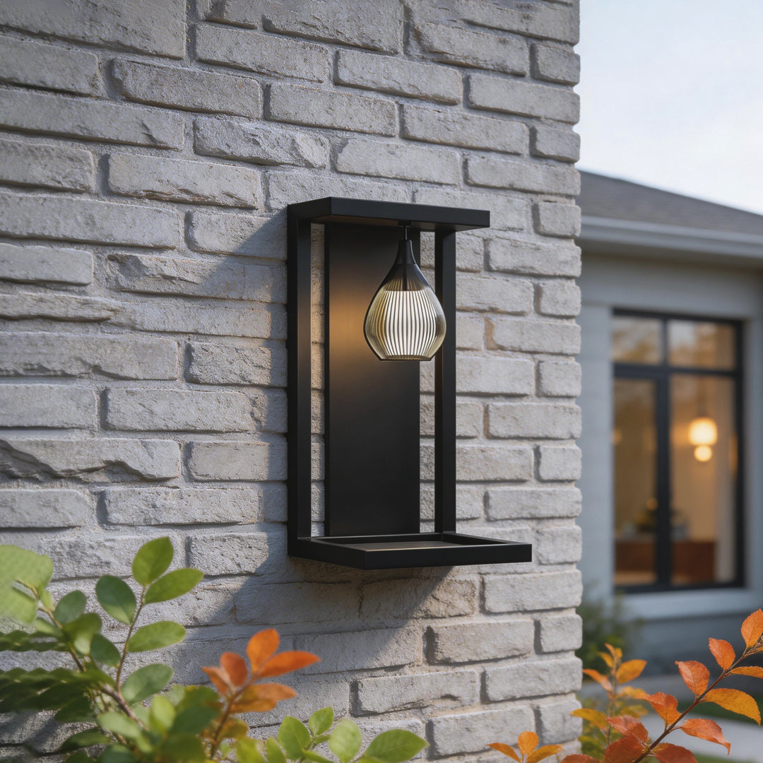 Modern Stainless Steel Acrylic Teardrop Outdoor Wall Sconce IP54 Solar/Hardwired