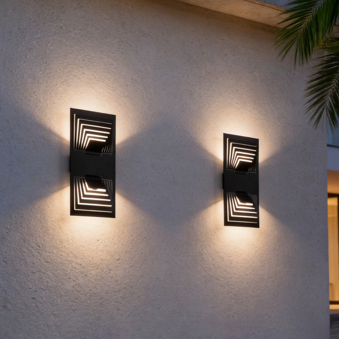 Modern Minimalist Concentric LED Outdoor Wall Sconce IP54 Stainless Steel 3 Shapes
