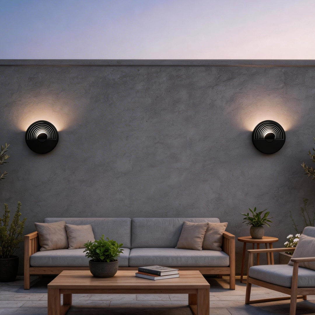 Modern Minimalist Concentric LED Outdoor Wall Sconce IP54 Stainless Steel 3 Shapes