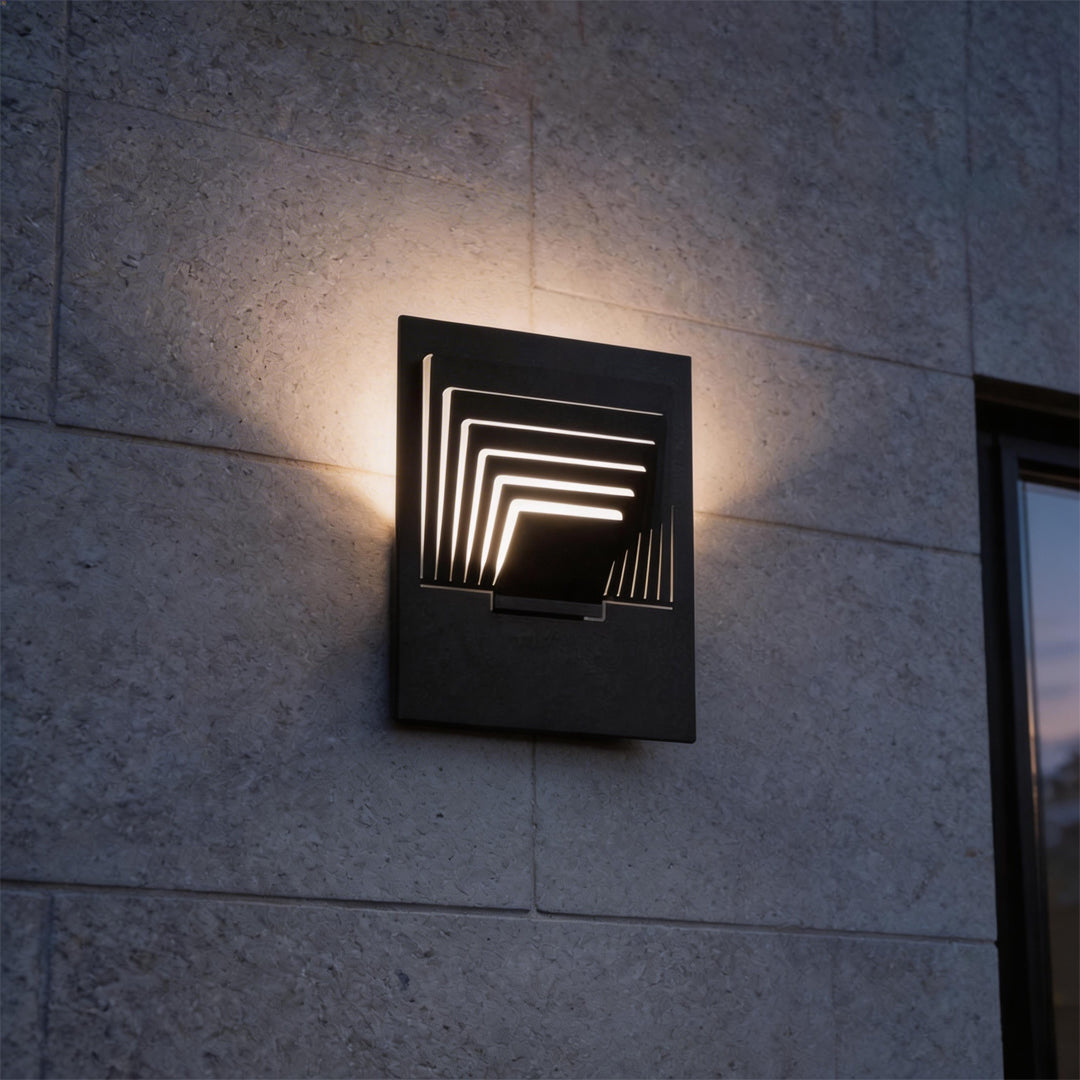 Modern Minimalist Concentric LED Outdoor Wall Sconce IP54 Stainless Steel 3 Shapes