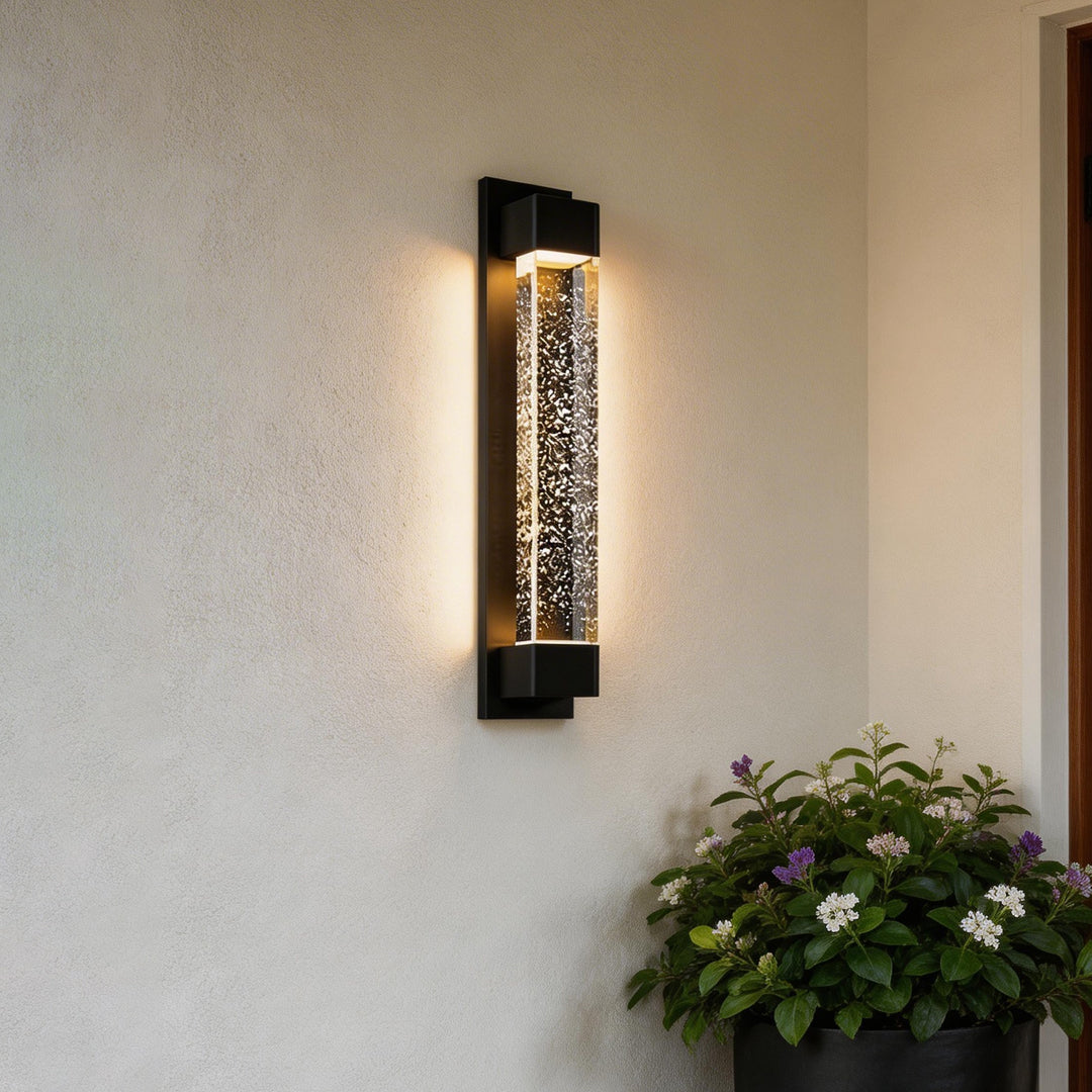 Tall Linear Bubble Acrylic LED Outdoor Wall Sconce IP54 Stainless Steel 3000K