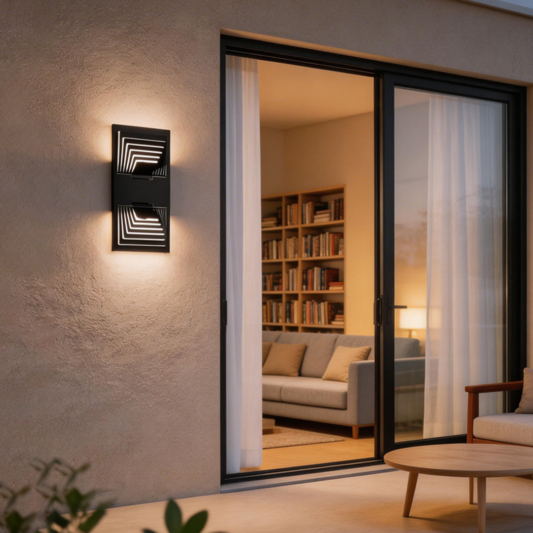 Modern Minimalist Concentric LED Outdoor Wall Sconce IP54 Stainless Steel 3 Shapes