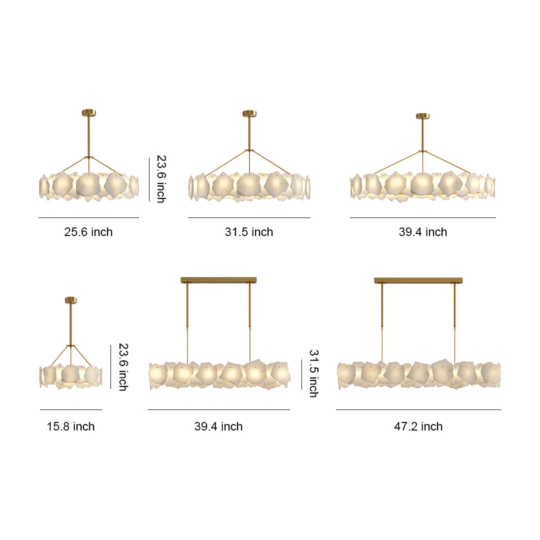 Modern Cloud Stone LED Chandelier with Full Copper Frame for Dining Room and Living Space