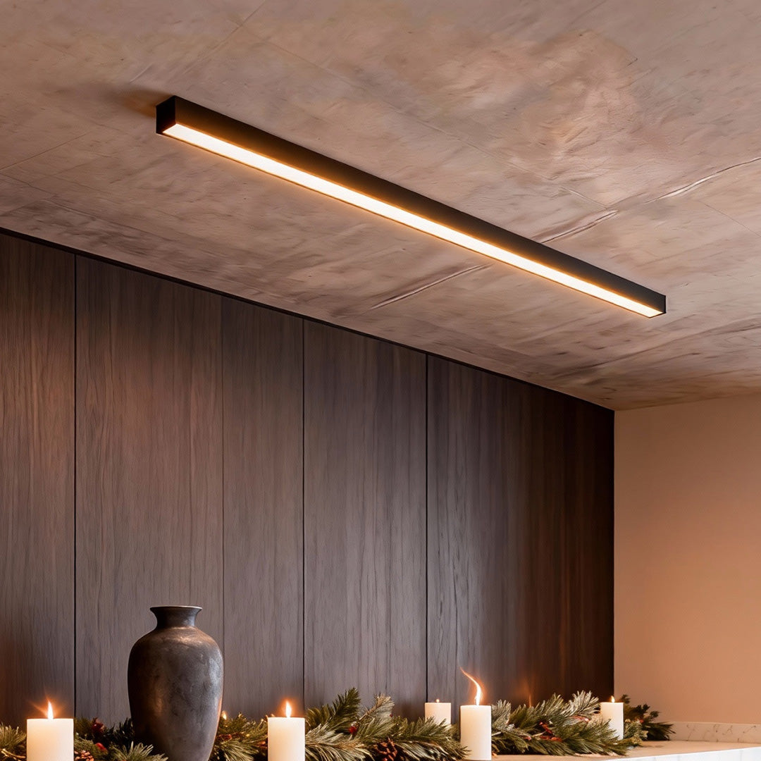 Linear LED Flush Mount Ceiling Light Aluminium Acrylic 3-Step CCT Dimmable Black White 5 Lengths
