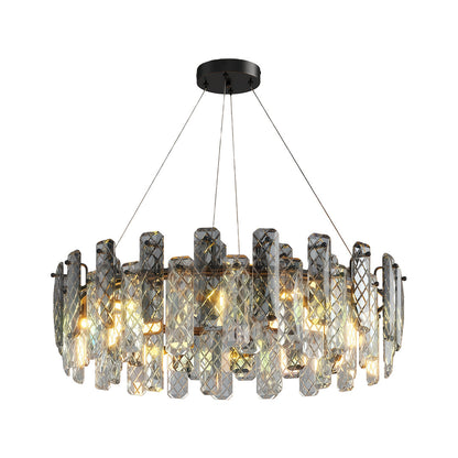 Contemporary Crystal Chandelier Solid Copper Textured Crystal Rods Eye-Protecting E14 French Style