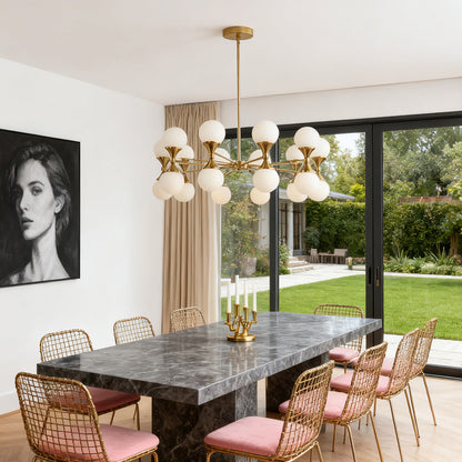 Full Copper Bubble Glass Chandelier with Transparent Glass Globes