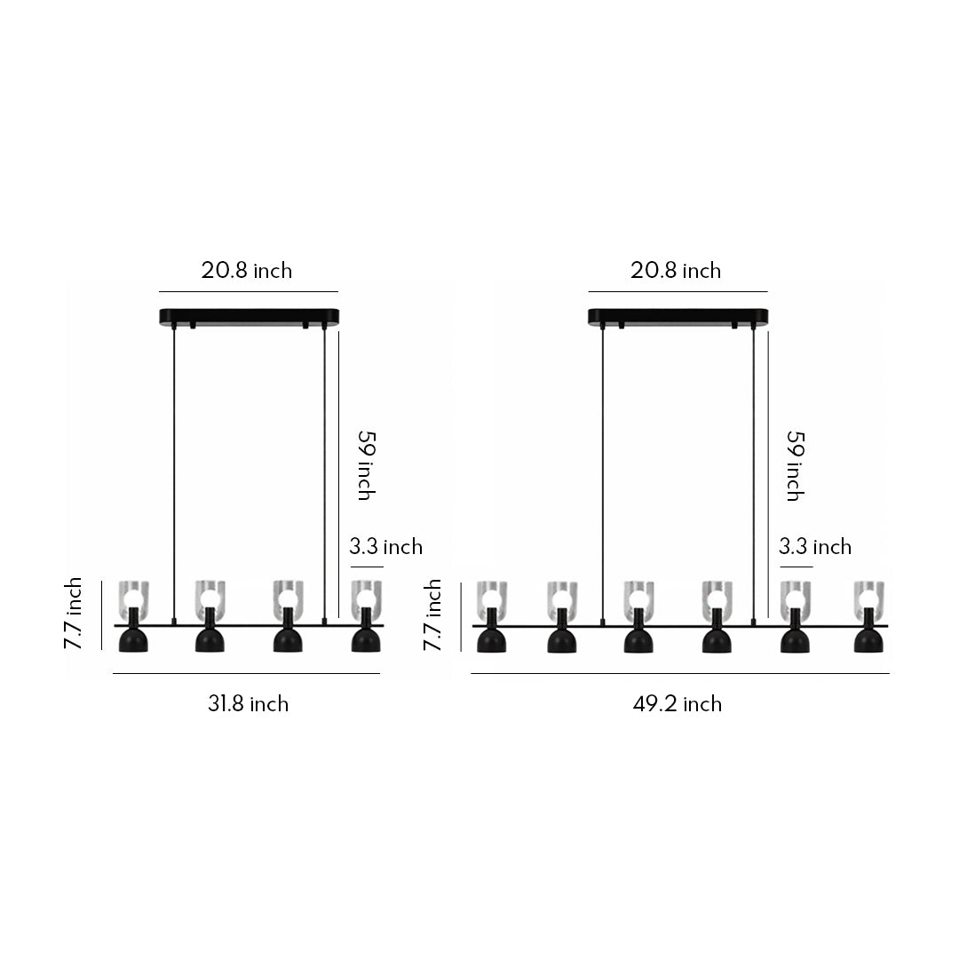 4-Light Glass Linear Pendant
