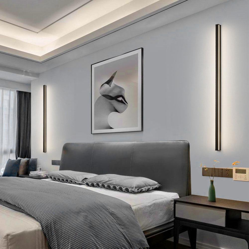 Linear Outdoor Wall Sconce Minimalist LED Black Lamp