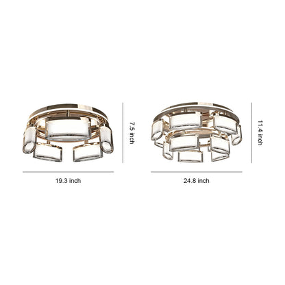 Multi-Head Crystal Panel Ring Flush Mount in Gold Aluminum with 3-Step Colour Temperature in Single and Double Layer