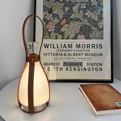Rechargeable Bottle Table Lamp Mid-Century Cordless Glass Leather Strap Dimmable 3000K–6000K