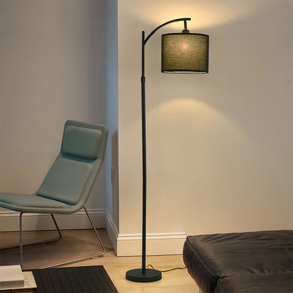 Modern Arc Floor Lamp LED Fabric Shade Adjustable Height Marble Base Dimmable Remote Beige Black Nordic Living Room Bedroom 65 Inch