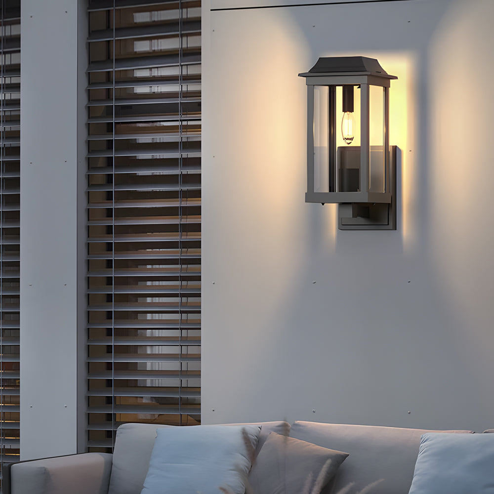 Square American Minimalist Outdoor Wall Sconce IP65 Solar/Hardwired E27
