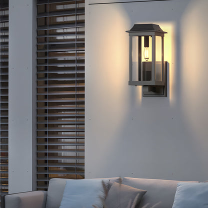 Square American Minimalist Outdoor Wall Sconce IP65 Solar/Hardwired E27