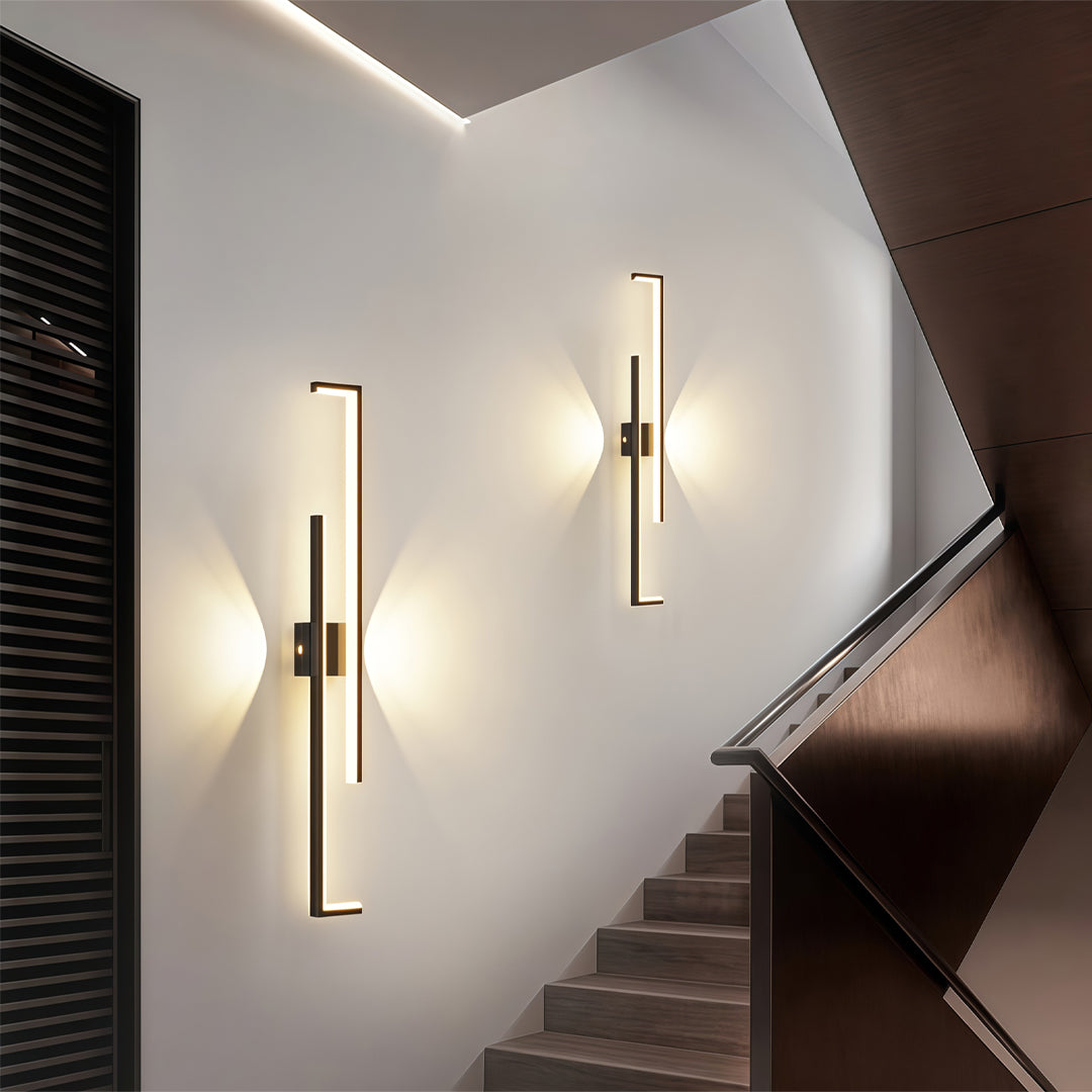 Linear LED Wall Sconce Bar Modern Minimalist Iron 3CCT Hardwired Black Gold