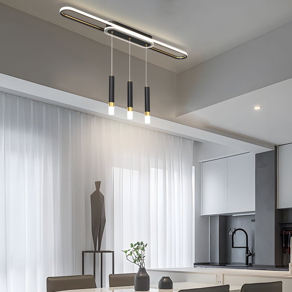Linear Cluster Cylinder Pendant Chandelier with 3-Step Colour Temperature in White, Gold, or Black