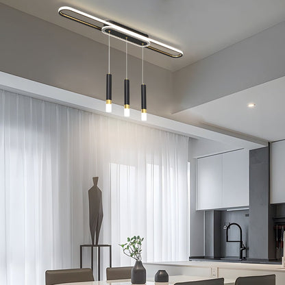 Linear Cluster Cylinder Pendant Chandelier with 3-Step Colour Temperature in White, Gold, or Black