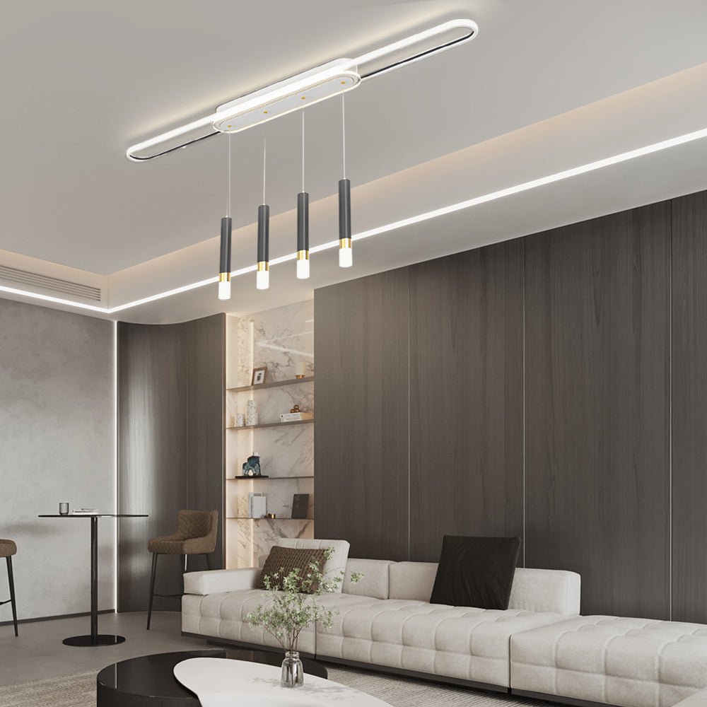 Linear Cluster Cylinder Pendant Chandelier with 3-Step Colour Temperature in White, Gold, or Black