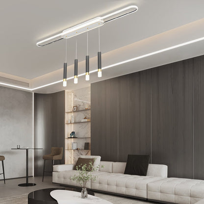 Linear Cluster Cylinder Pendant Chandelier with 3-Step Colour Temperature in White, Gold, or Black