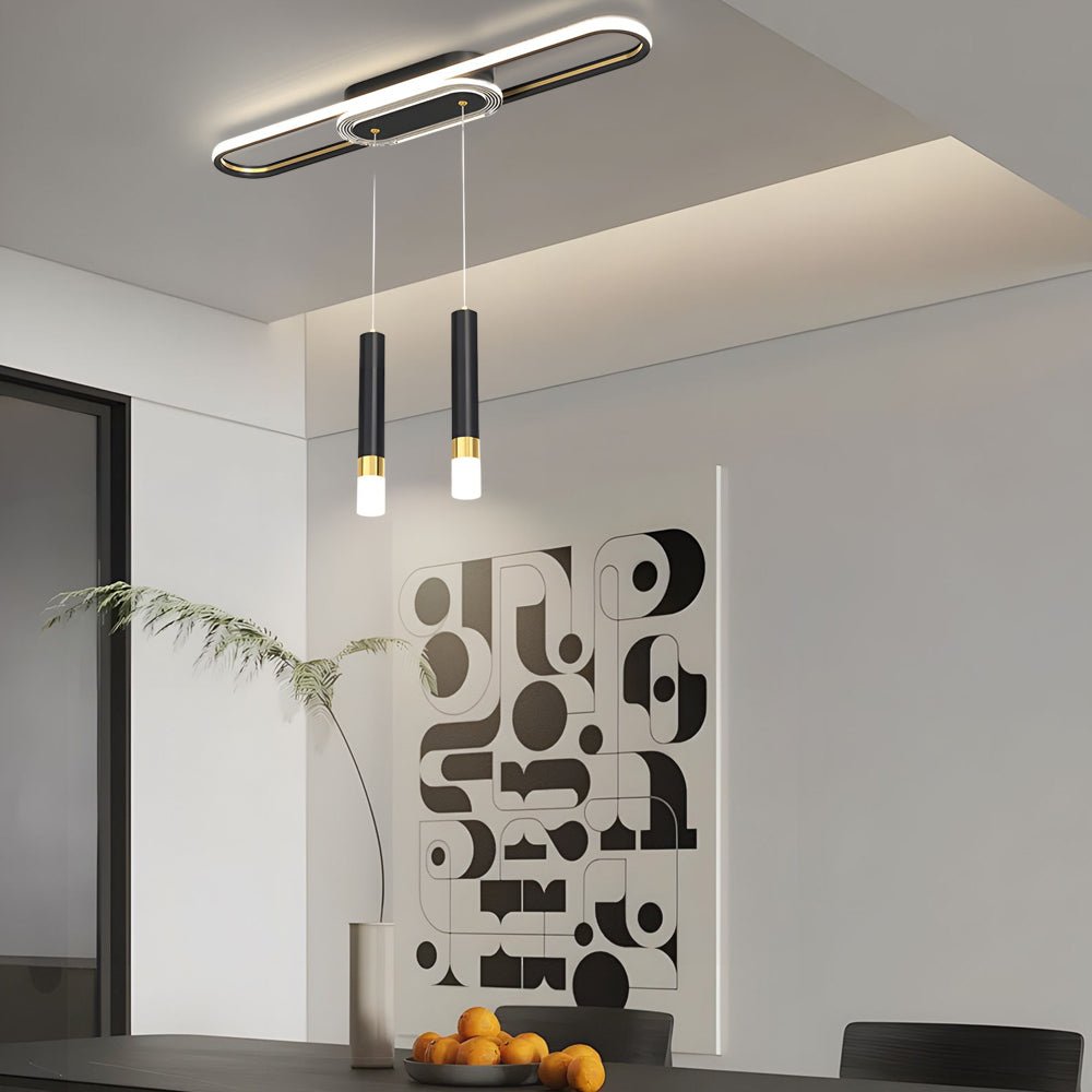 Linear Cluster Cylinder Pendant Chandelier with 3-Step Colour Temperature in White, Gold, or Black