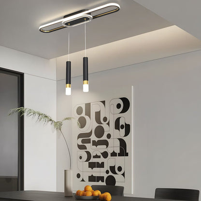 Linear Cluster Cylinder Pendant Chandelier with 3-Step Colour Temperature in White, Gold, or Black