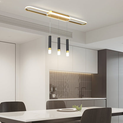 Linear Cluster Cylinder Pendant Chandelier with 3-Step Colour Temperature in White, Gold, or Black