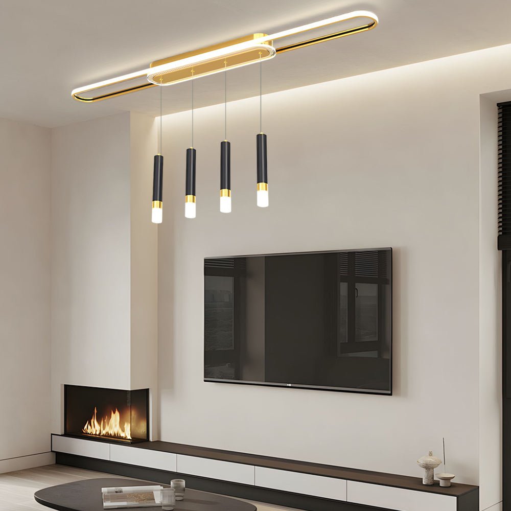 Linear Cluster Cylinder Pendant Chandelier with 3-Step Colour Temperature in White, Gold, or Black