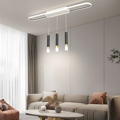 Linear Cluster Cylinder Pendant Chandelier with 3-Step Colour Temperature in White, Gold, or Black